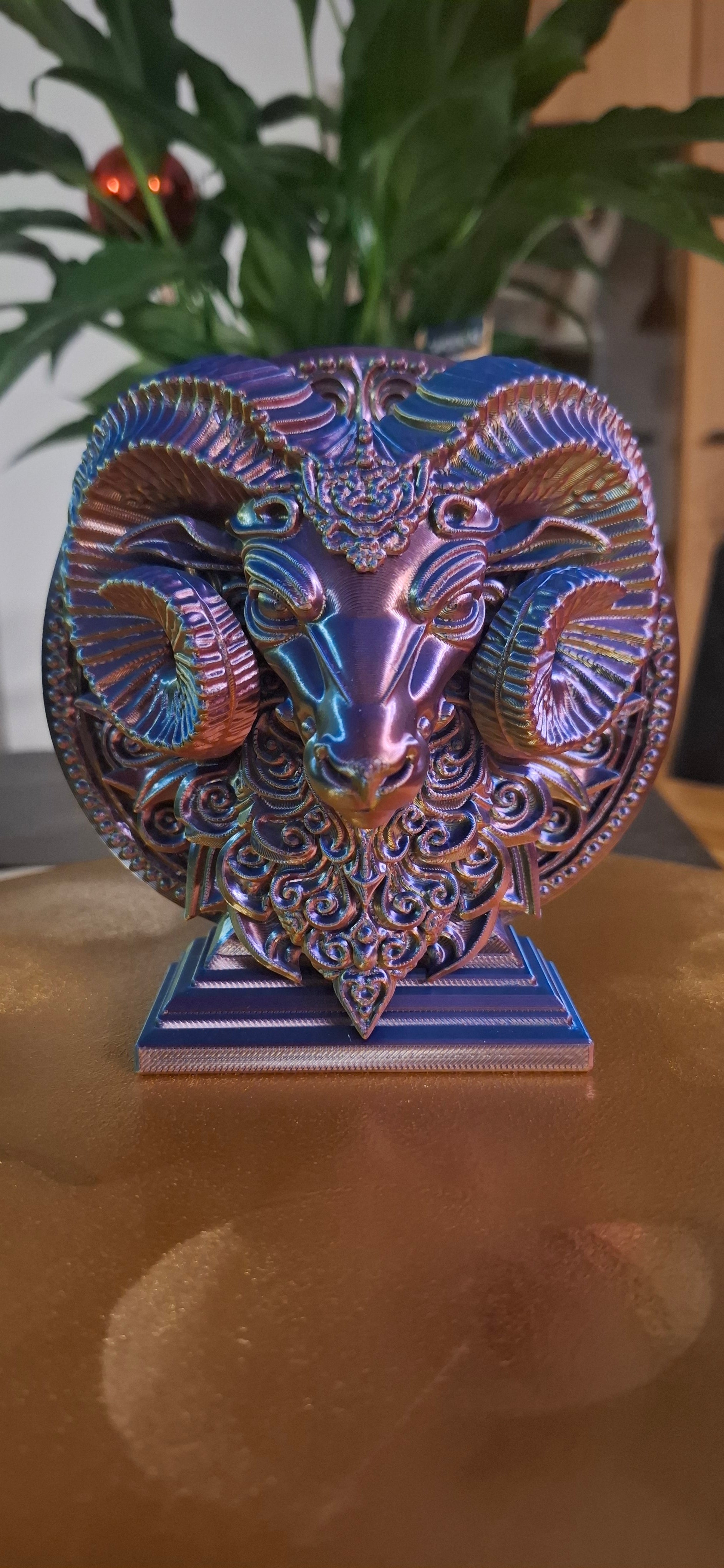 Sternzeichen Widder – kunstvolle 3D-Druck Büste | Aries Figur | Multicolor Deko | Detailreiches Ornament |