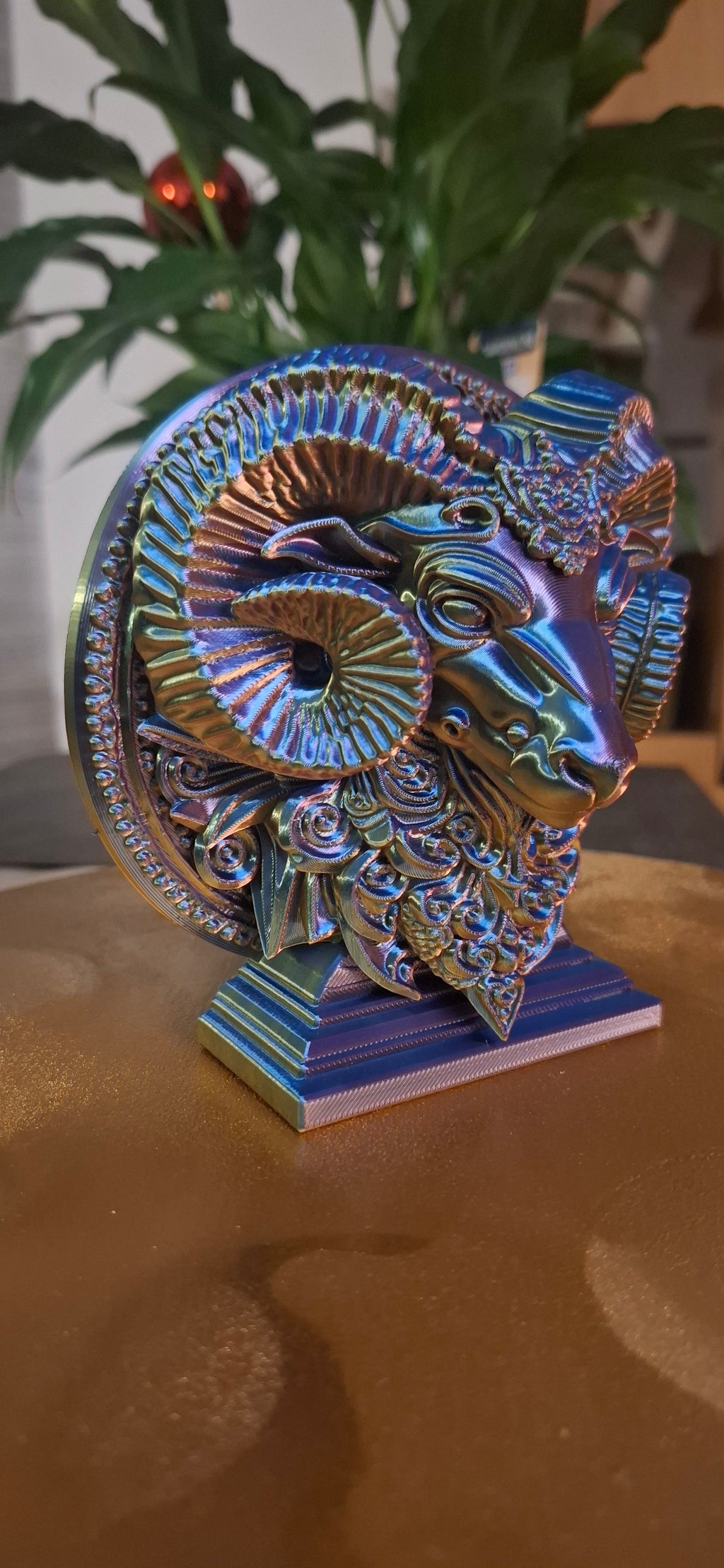 Sternzeichen Widder – kunstvolle 3D-Druck Büste | Aries Figur | Multicolor Deko | Detailreiches Ornament |