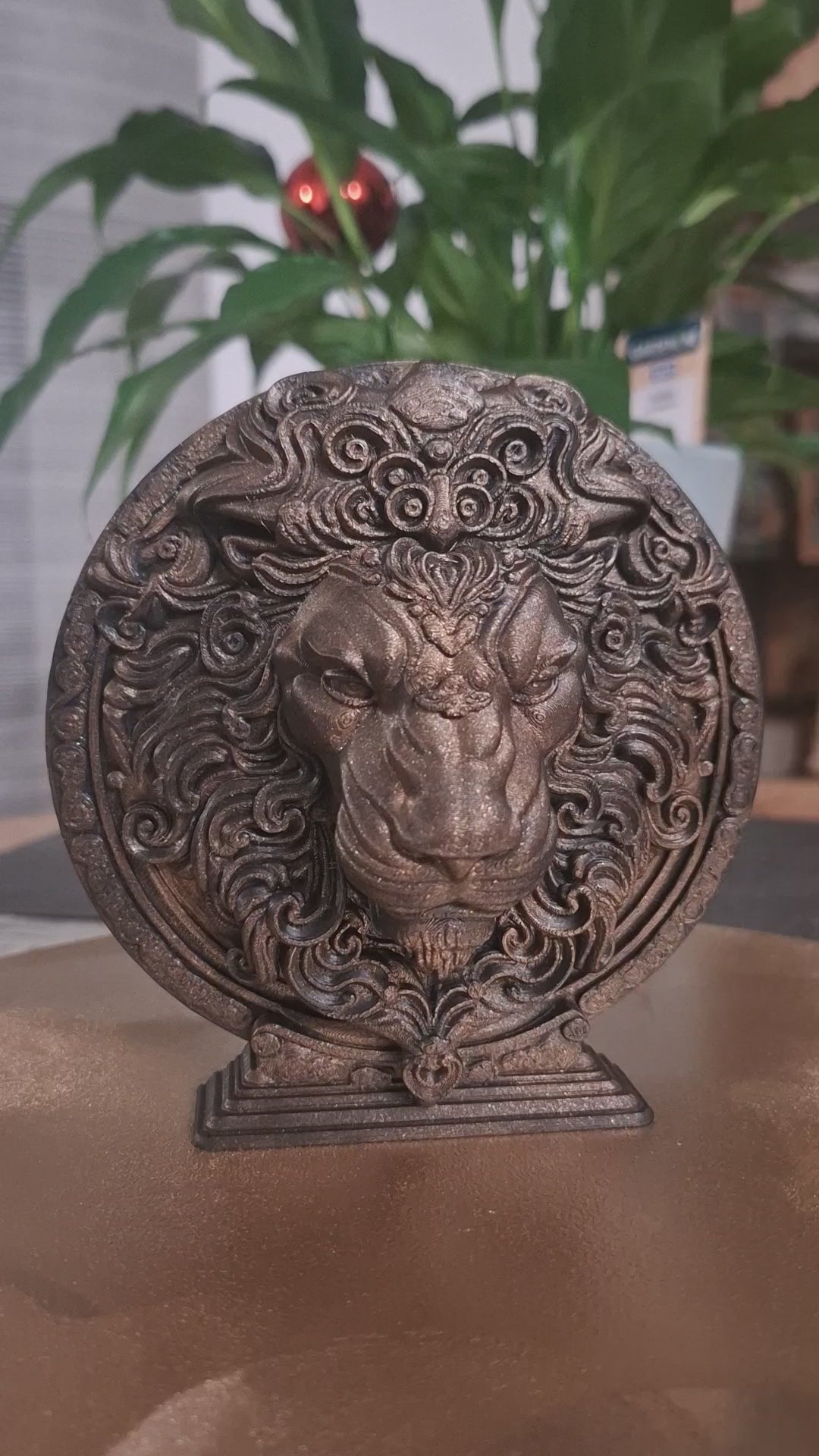 Sternzeichen Löwe – kunstvolle 3D-Druck Büste in Gold | Leo Figur | Ornament Deko | Handveredelt & einzigartig